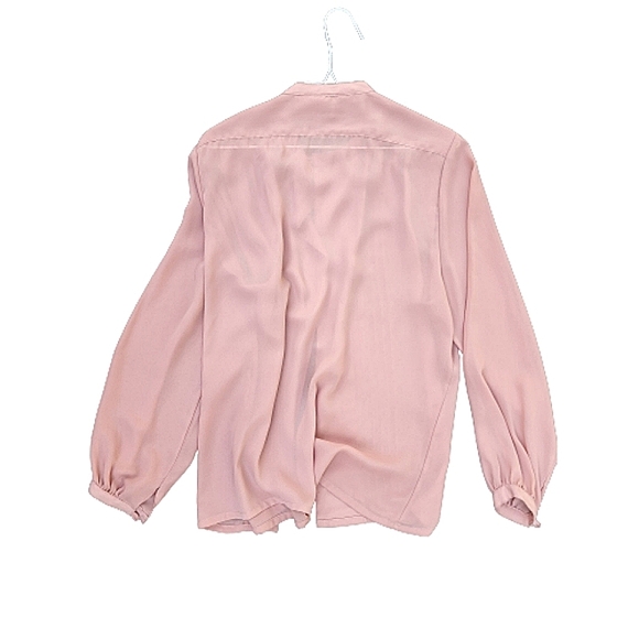 Vintage Cali Pleated Hidden Button Down Closure Dusty Rose Coquette Blouse ♥️ - Picture 2 of 3